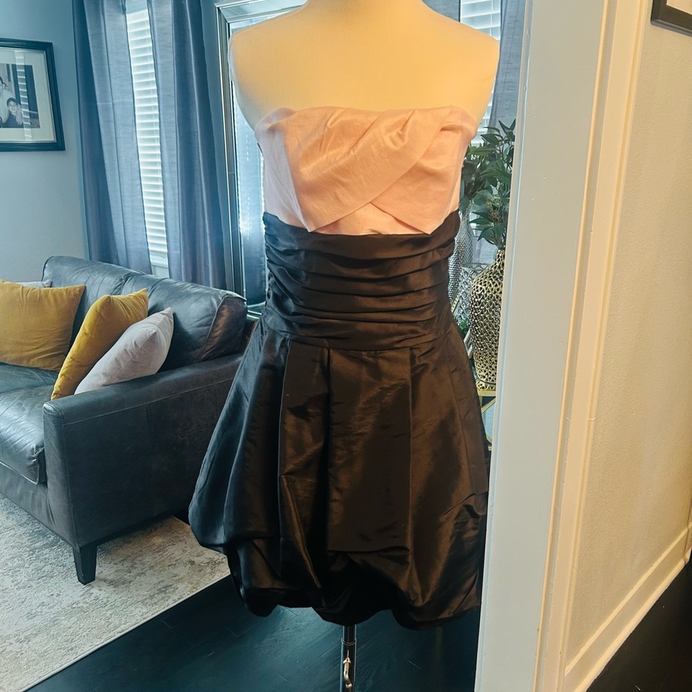 Elegant Pink and Black Strapless Dress